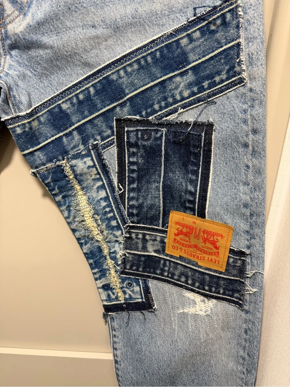 NWOT Levi's Light Blue Jeans with Dark Blue Patchwork